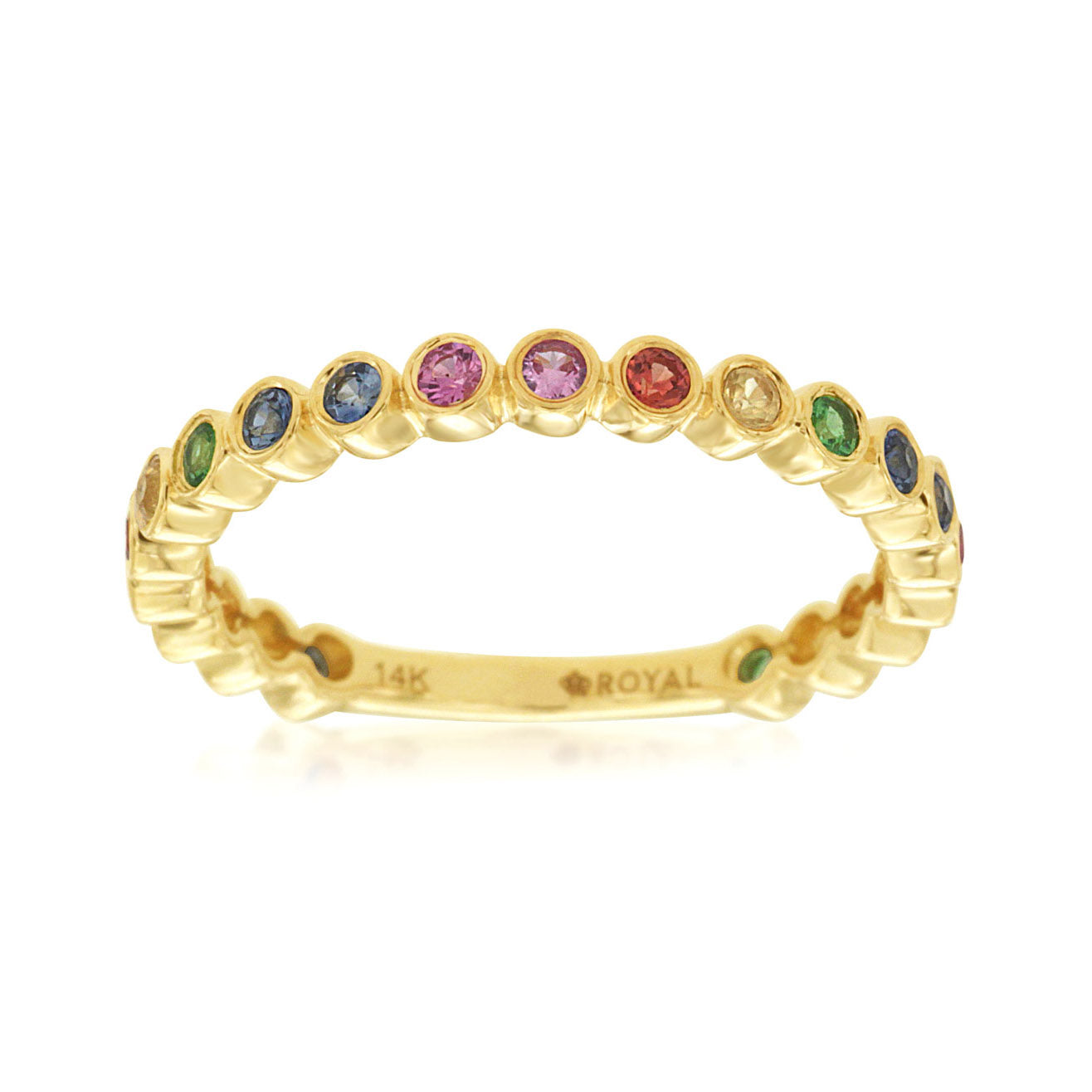 14K Yellow Gold 1CT Multi-Colored Sapphire Ring