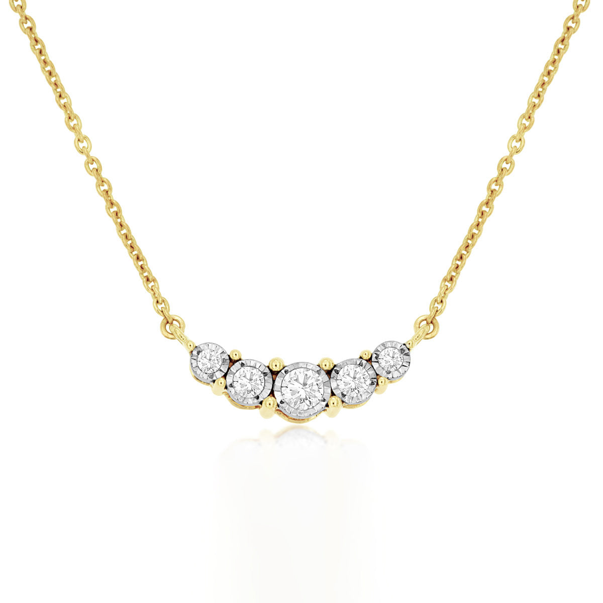 14K Yellow Gold Diamond Curved Bar Necklace