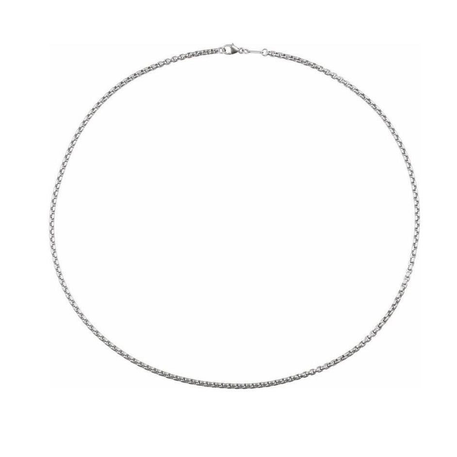 Sterling Silver 2.6mm Rounded Box Chain 24"