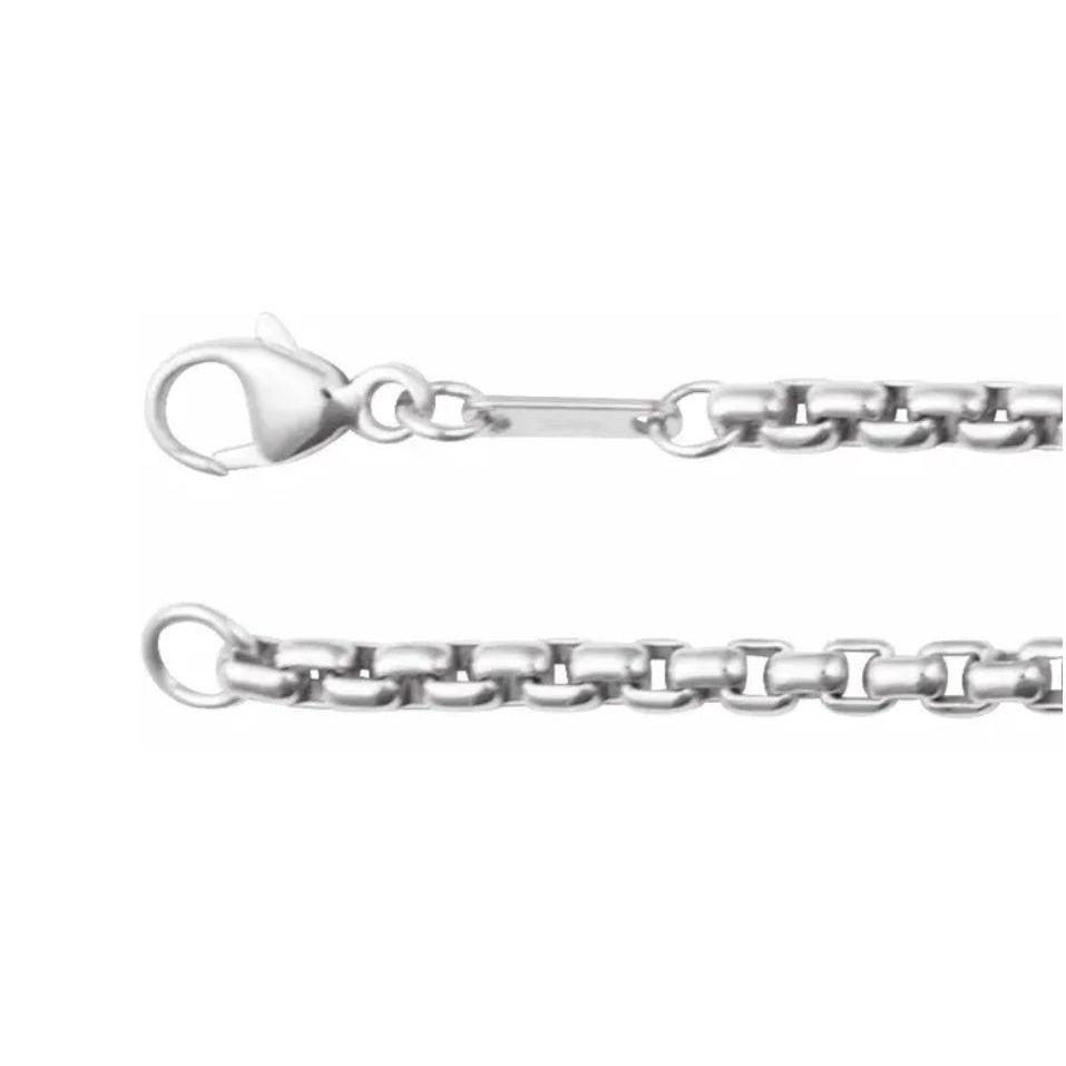 Sterling Silver 2.6mm Rounded Box Chain 24"