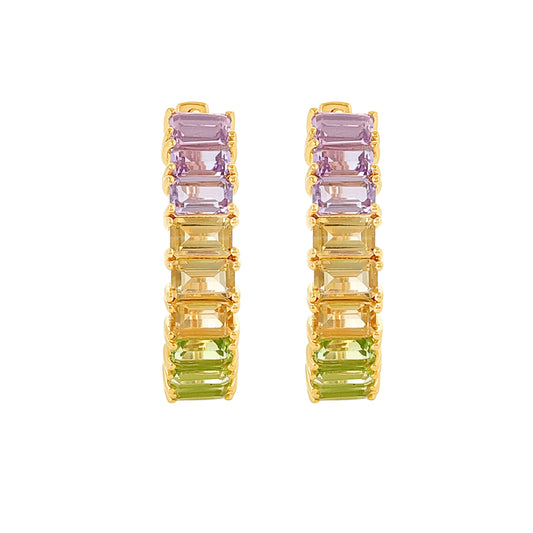 Cristy Cali Spring Carnival Semi-Precious Gemstone Hoop Earrings