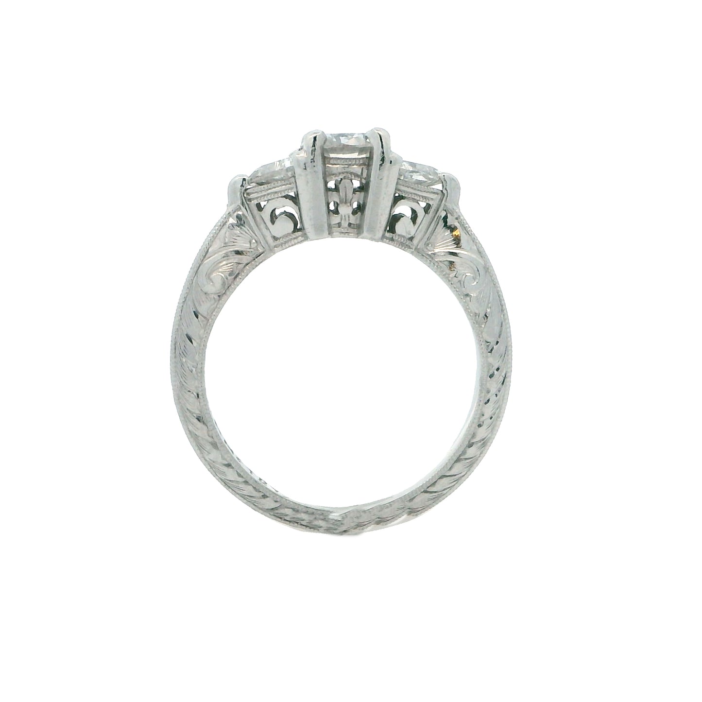 Tom Mathis Designs Fleur de Lis Platinum Diamond Engagement Ring