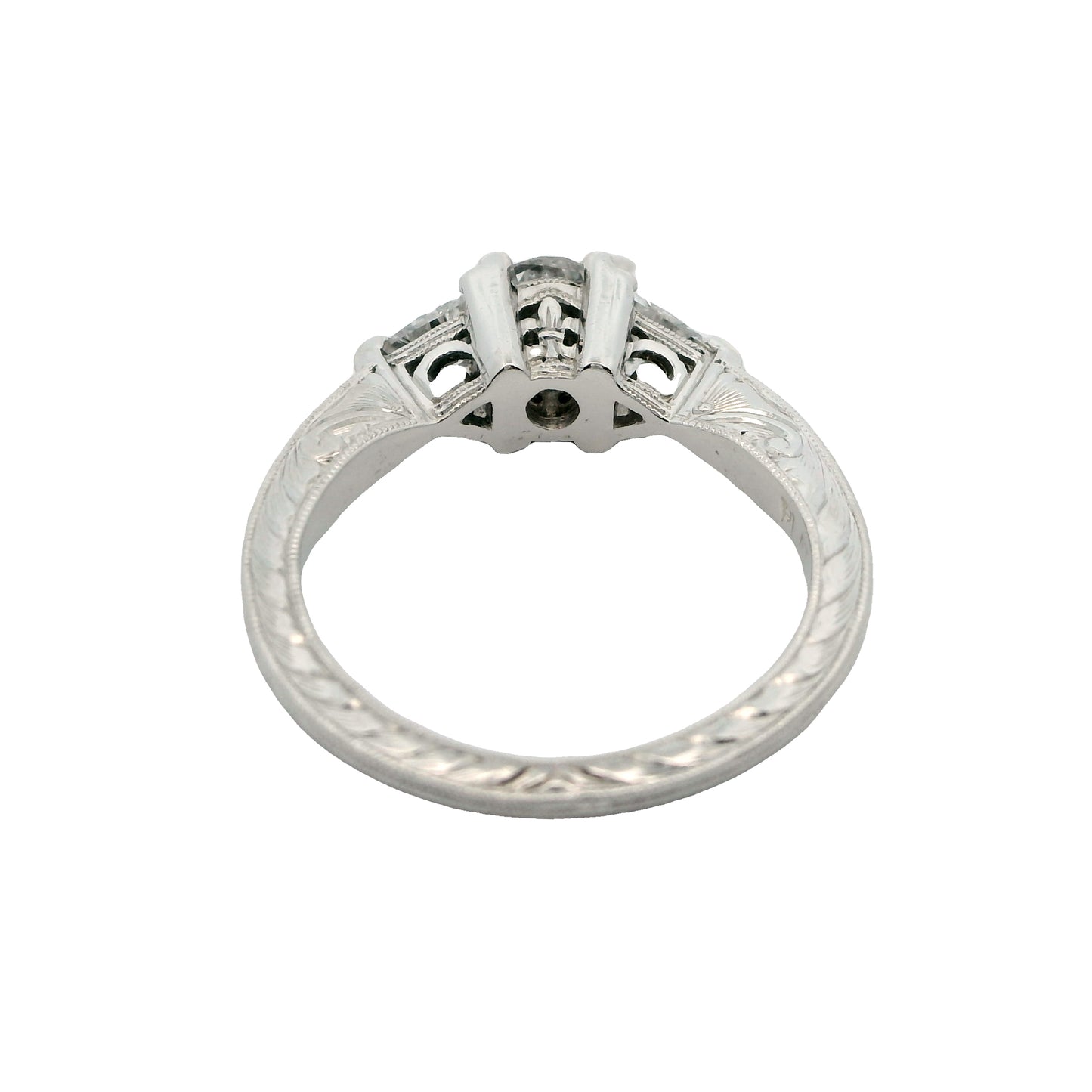 Tom Mathis Designs Fleur de Lis Platinum Diamond Engagement Ring