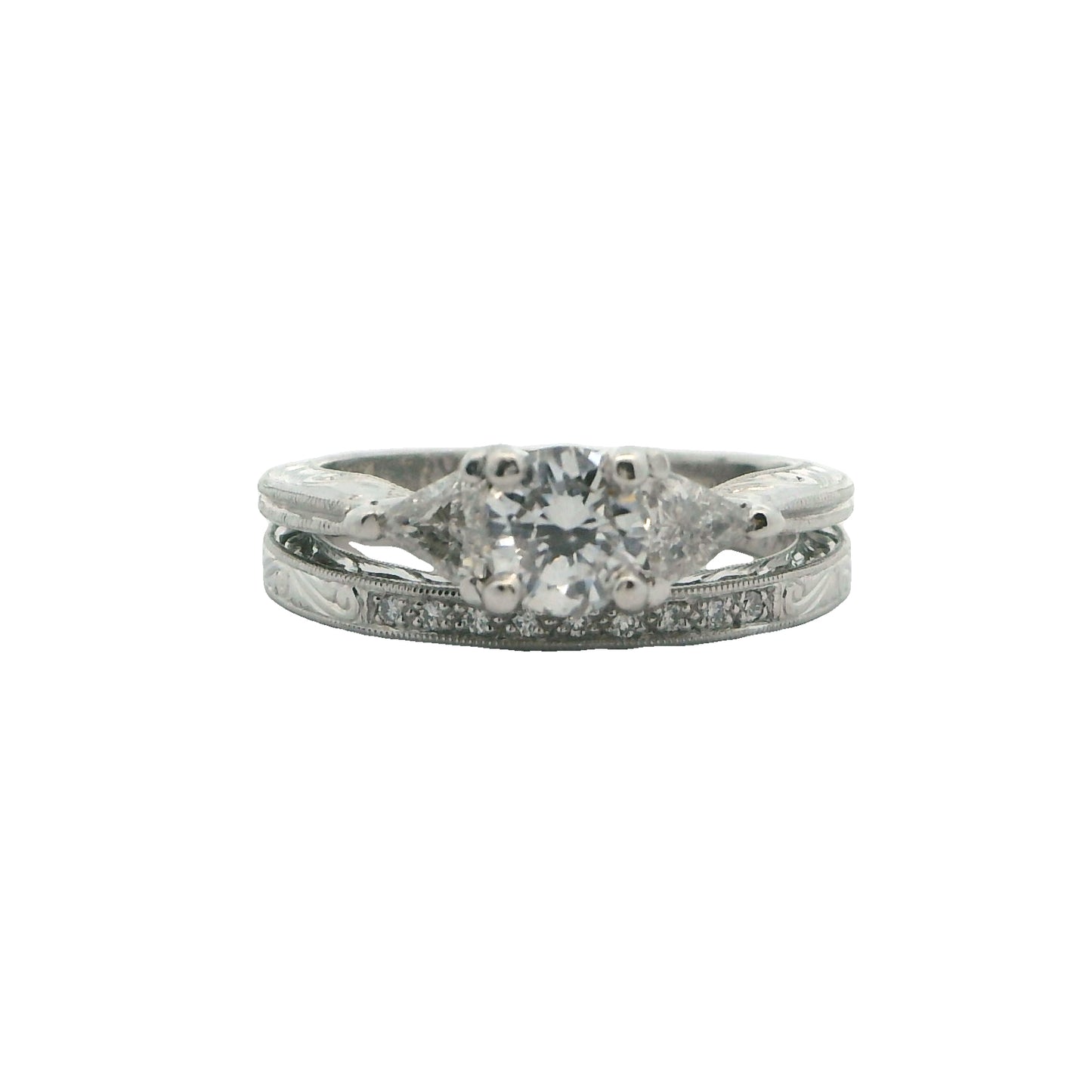 Tom Mathis Designs Fleur de Lis Platinum Diamond Engagement Ring