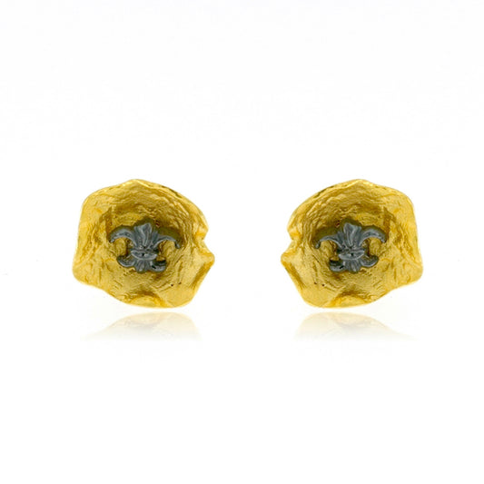Mysterium Collection Vermeil Petal Fleur de Lis Earrings (Med)