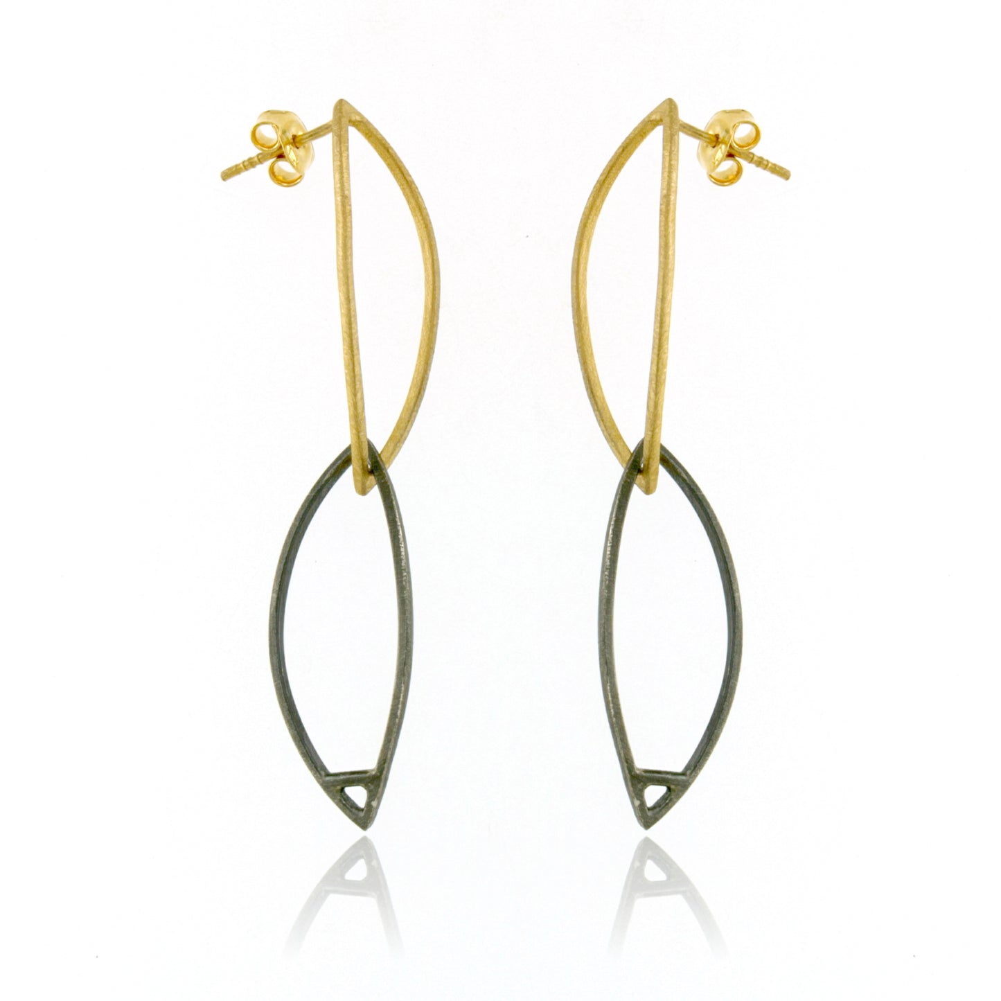 Mysterium Collection Black & Gold Double Marquis Earrings