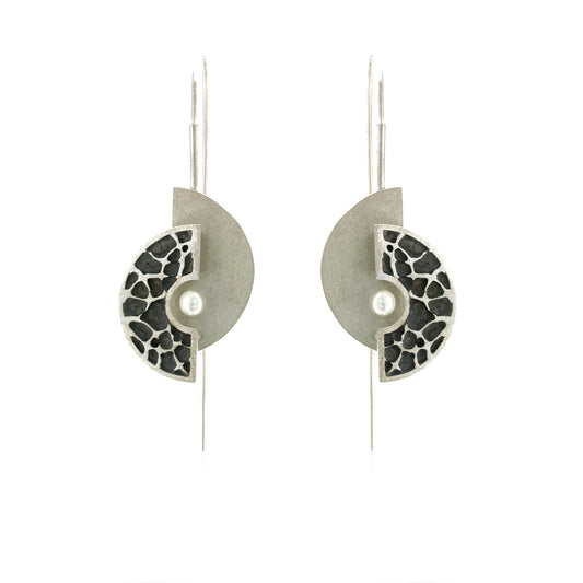 Mysterium Collection Oxidized Sterling Pearl Earrings