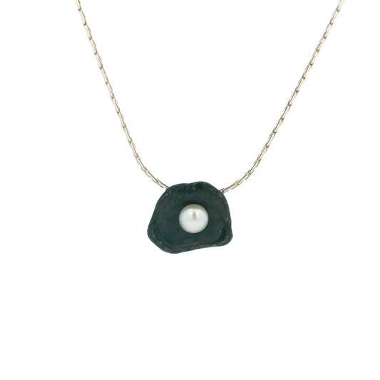Mysterium Collection Oxidized Sterling Petal Pendant (Sm)