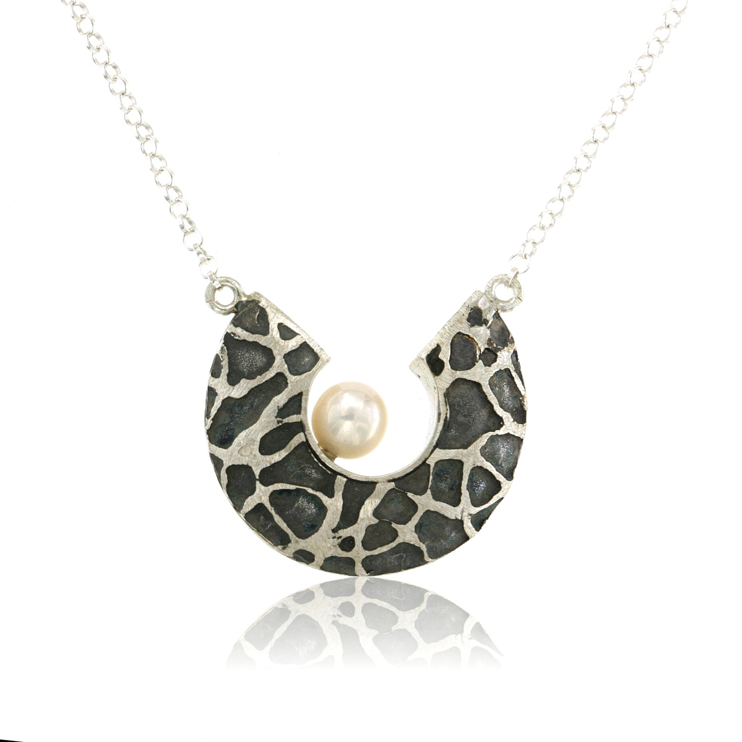 Mysterium Collection Oxidized Sterling Pearl Necklace