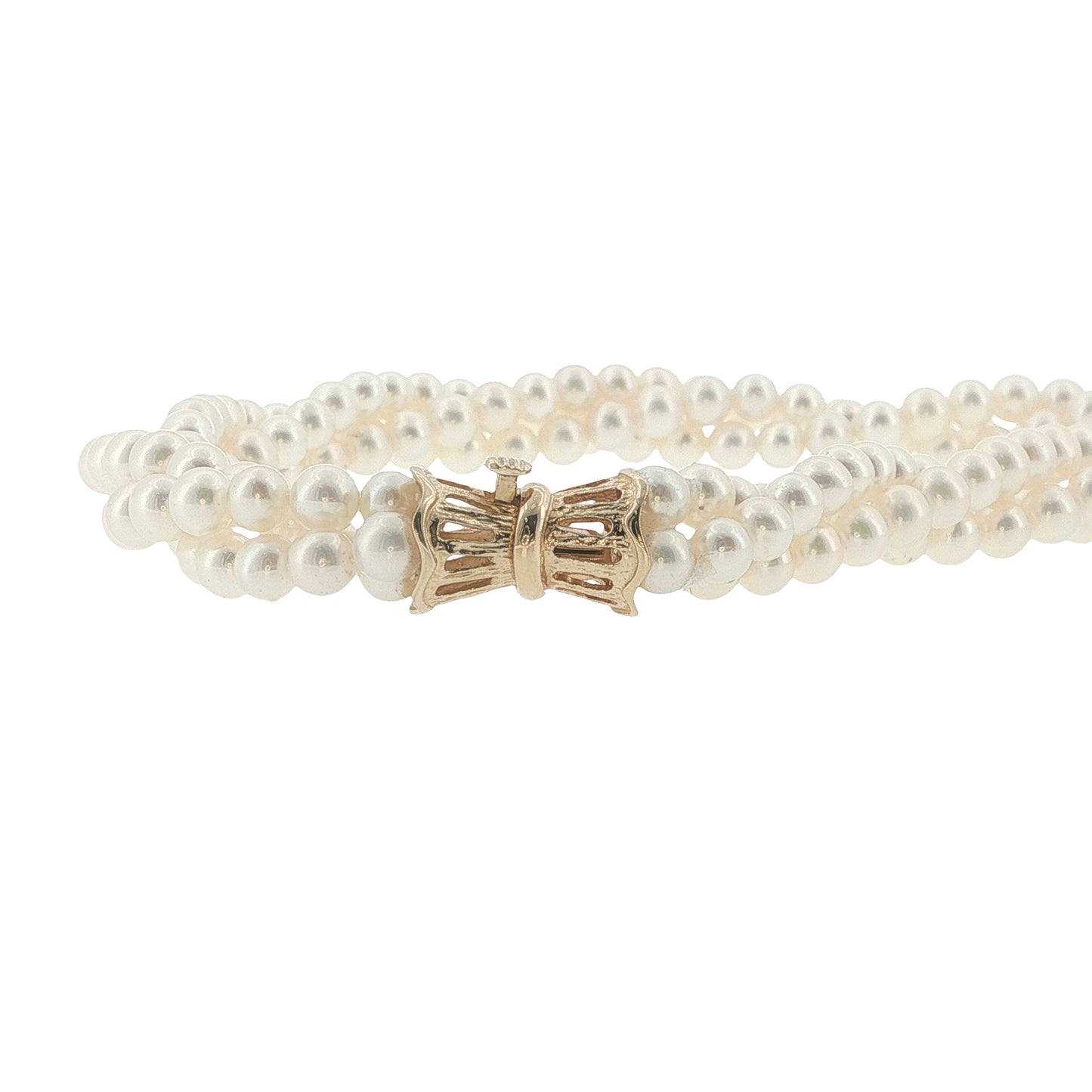 Triple Strand Twisted Pearl Necklace 18"