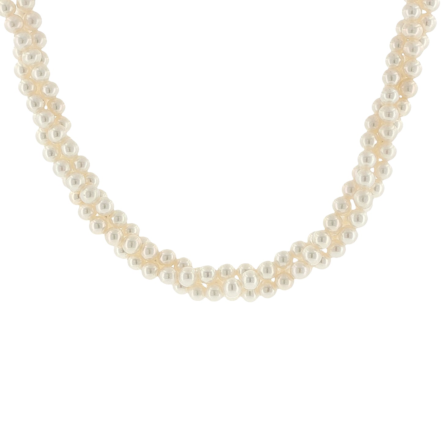 Triple Strand Twisted Pearl Necklace 18"