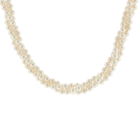 Triple Strand Twisted Pearl Necklace 18"