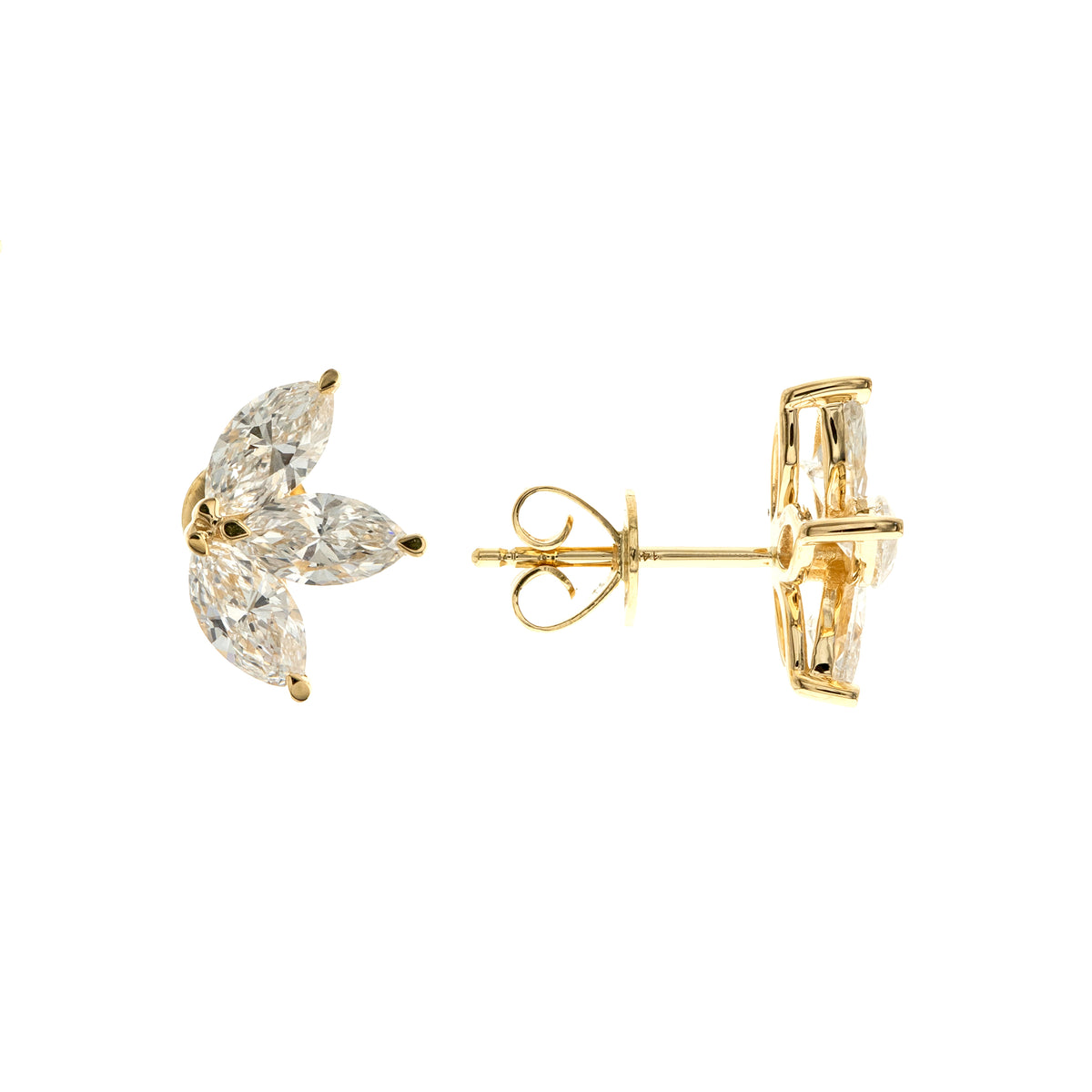 14K Lab-Grown Diamond Floral Stud Earrings