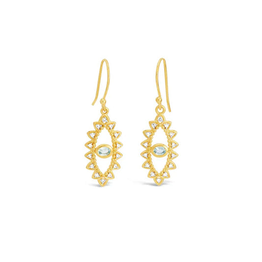Cristy Cali Sky Blue Topaz Evil Eye Earrings