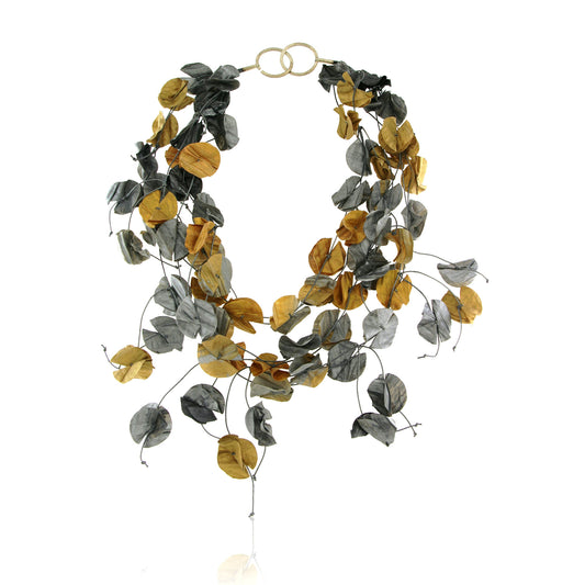 Mysterium Collection Silver & Gold Fabric Petal Necklace