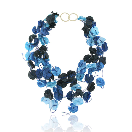 Mysterium Collection Blue Fabric Petal Necklace