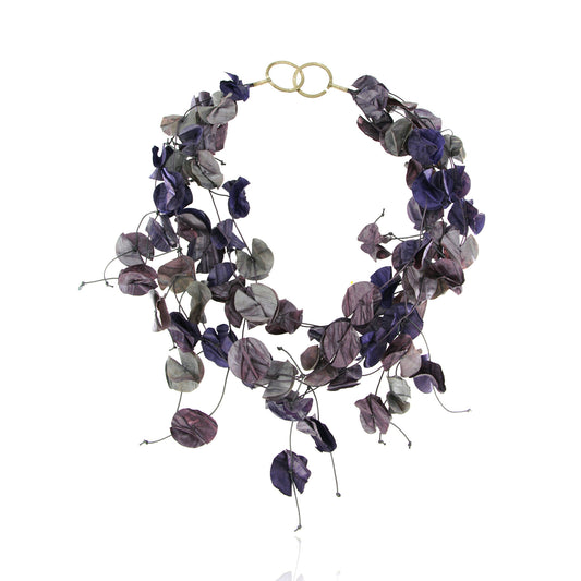 Mysterium Collection Purple Fabric Petal Necklace