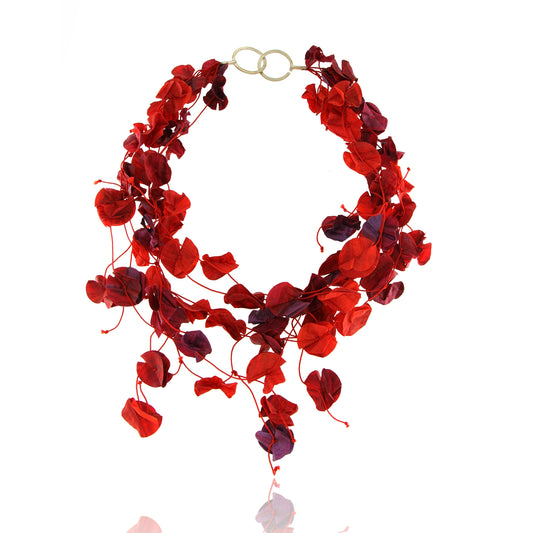 Mysterium Collection Red Fabric Petal Necklace