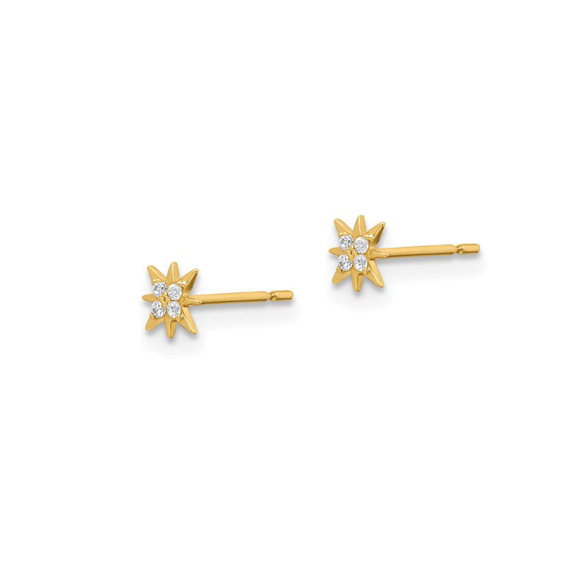 14K Petite CZ Star Earrings