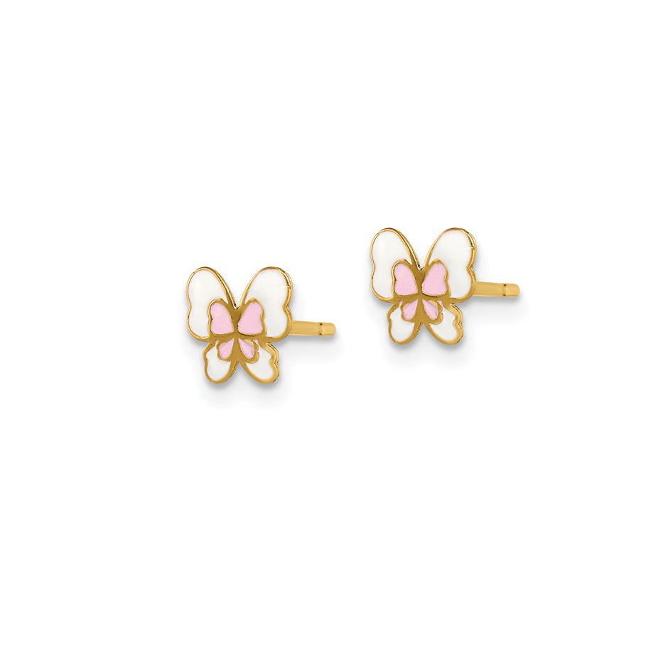 14K Petite Enameled Butterfly Earrings