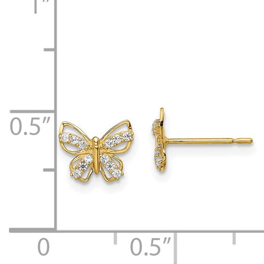 14K Petite CZ Butterfly Earrings