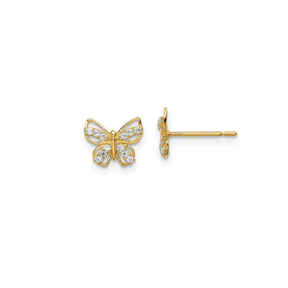 14K Petite CZ Butterfly Earrings
