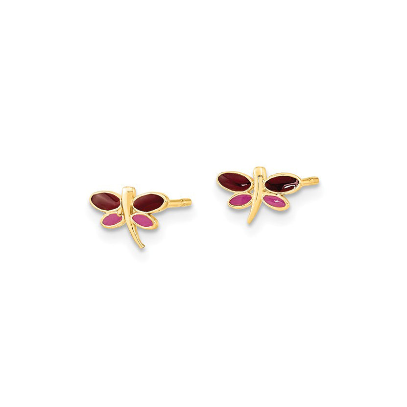 14K Petite Enameled Butterfly Earrings