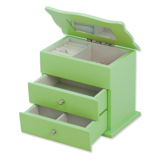 Green Wooden 2-Drawer Jewelry Box