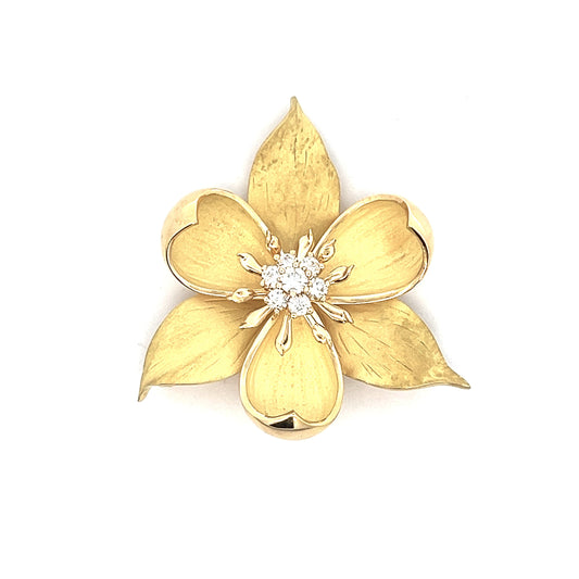 Estate Collection 18k Tiffany Diamond Flower Brooch