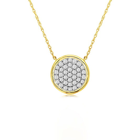 14K Yellow Gold Diamond Disc Pendant