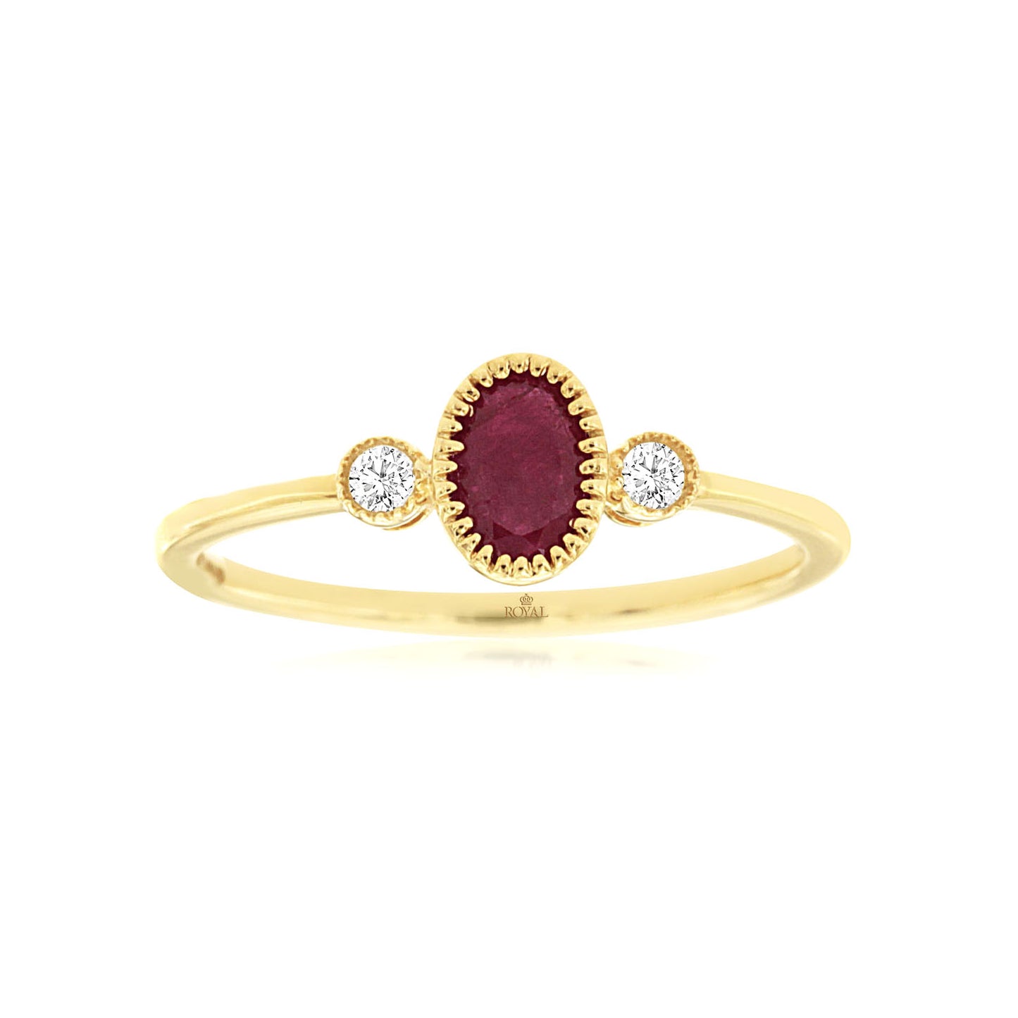 14K Yellow Gold Ruby and Diamond Ring