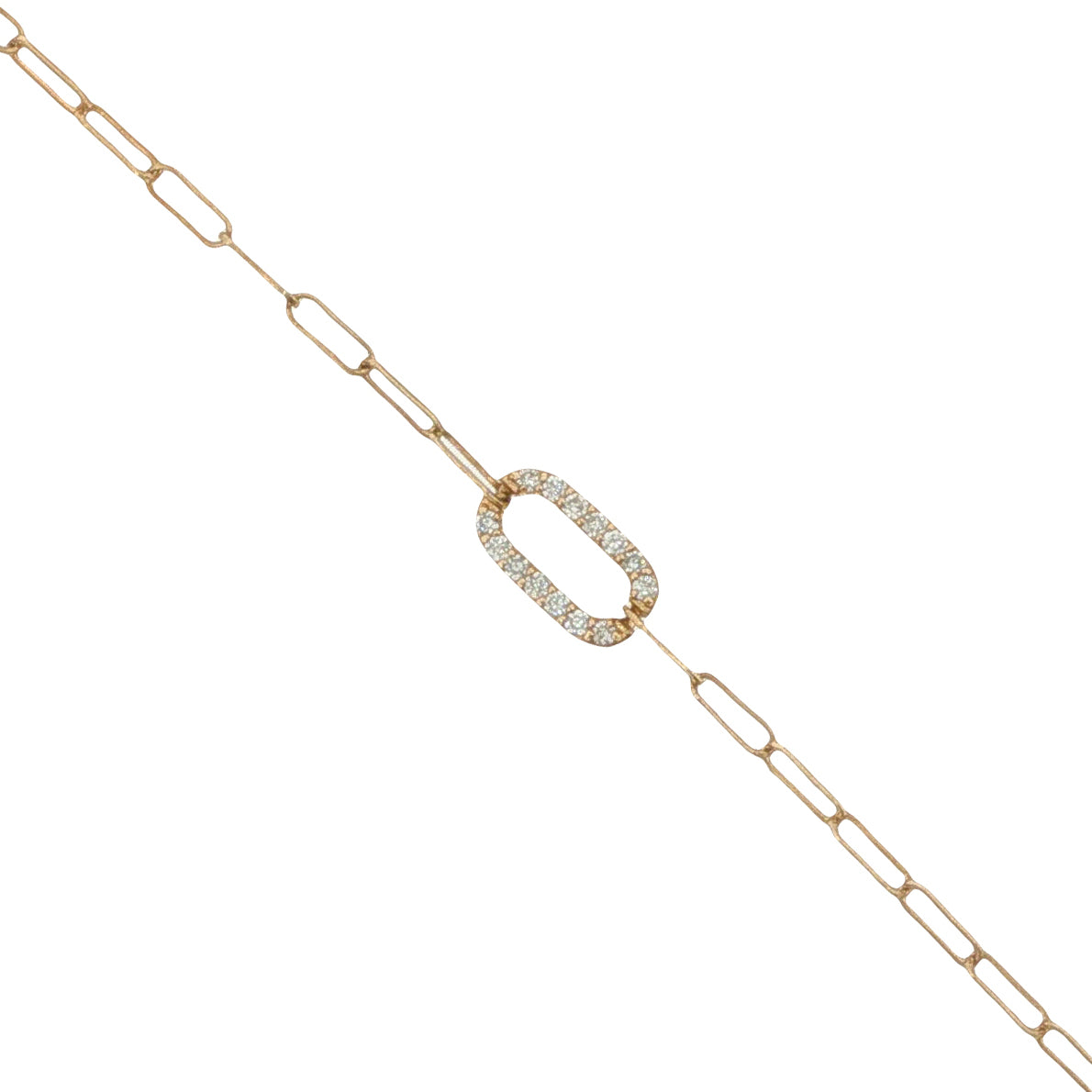 14K Gold Diamond Paperclip Bracelet