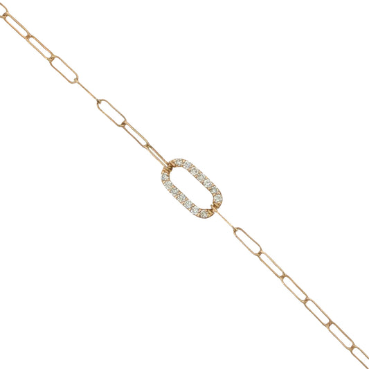 14K Gold Diamond Paperclip Bracelet
