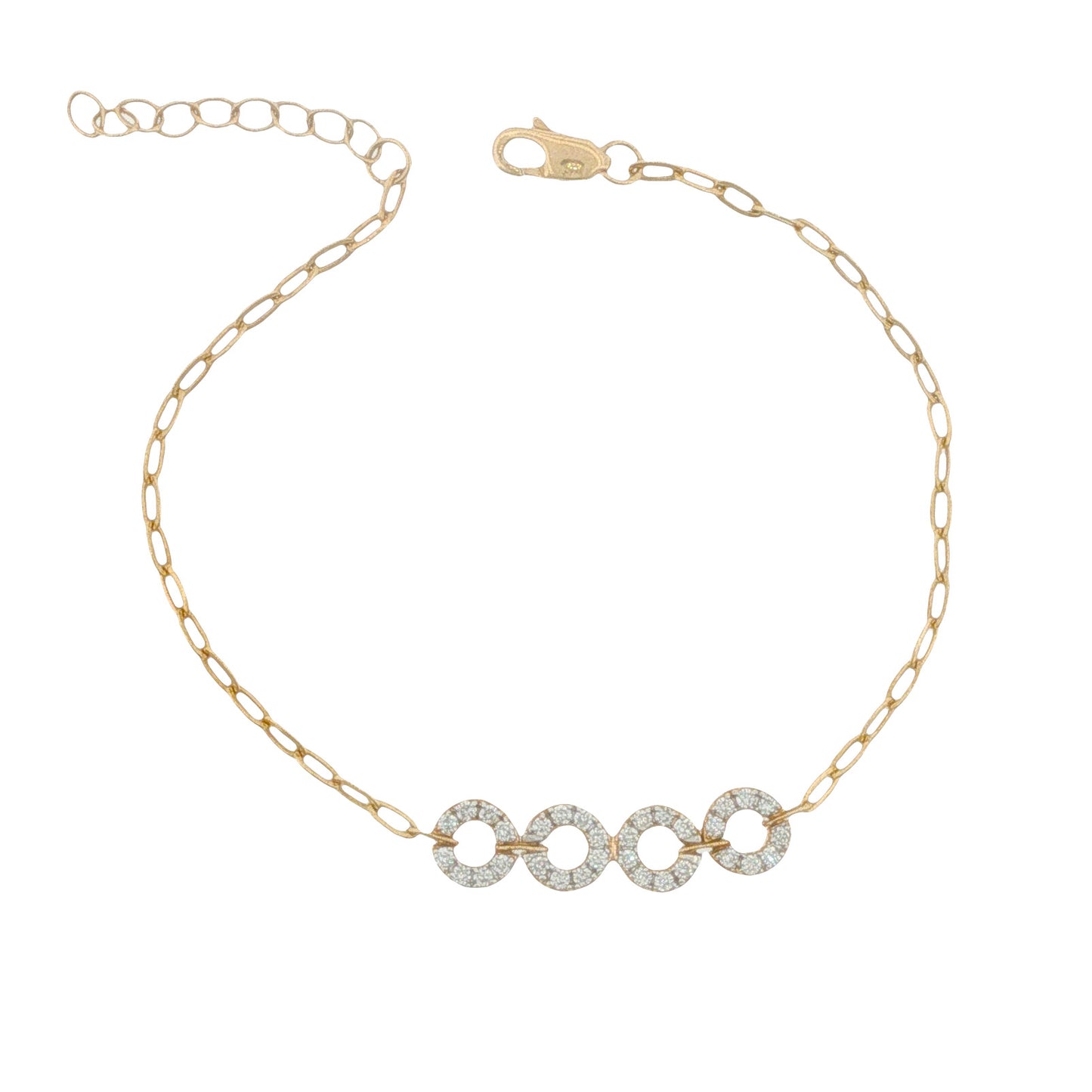 14K Gold Diamond Paperclip Bracelet