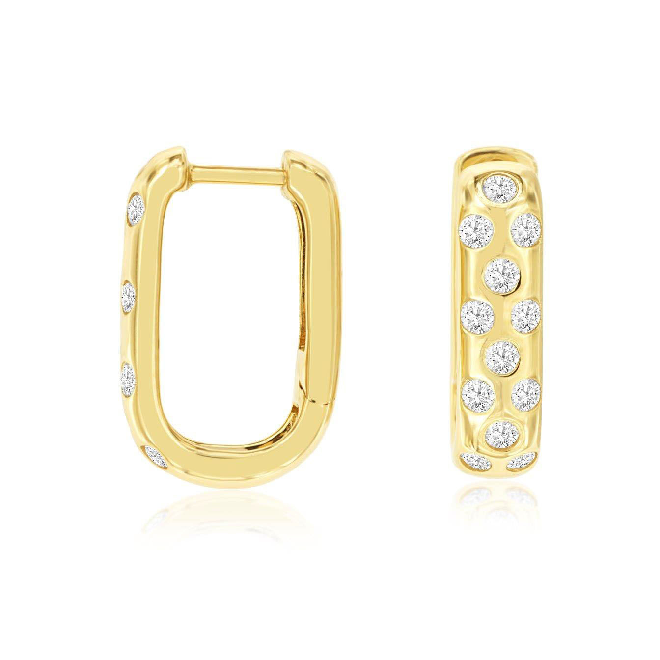 14K Yellow Gold 0.50ctw Diamond Hoop Earrings