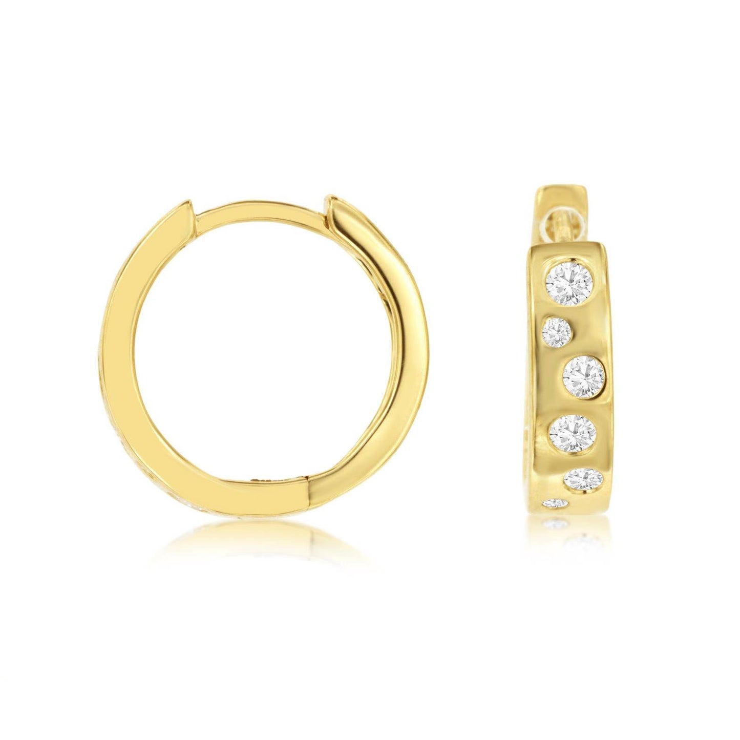 14K Yellow Gold 0.38ctw Diamond Hoop Earrings