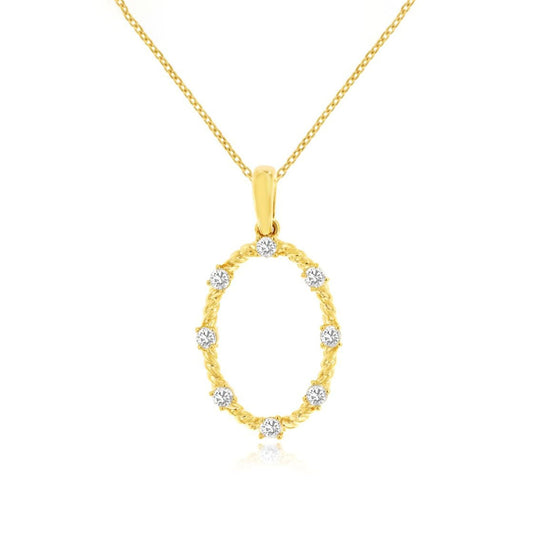 14K Yellow Gold Diamond Oval Pendant