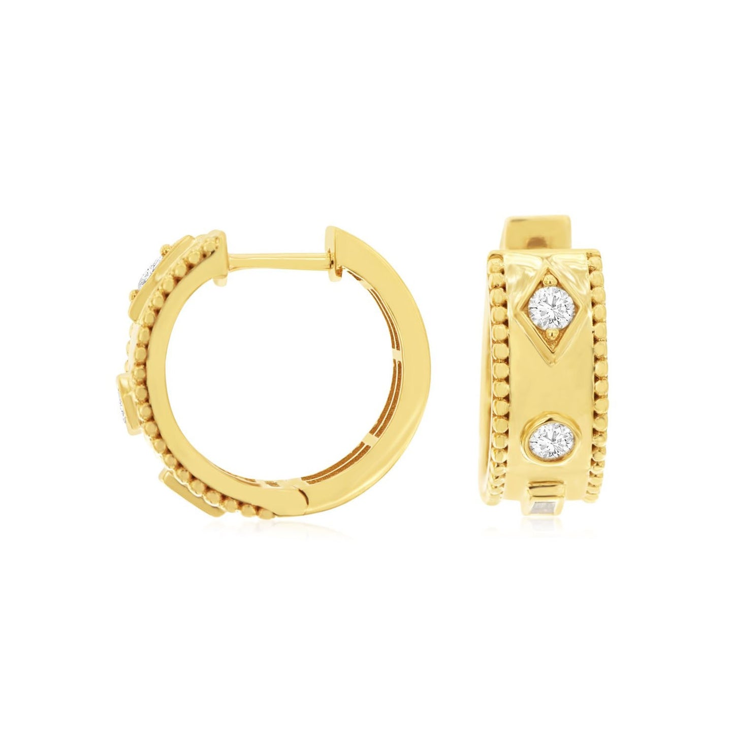 14K Yellow Gold 0.25ctw Diamond Hoop Earrings