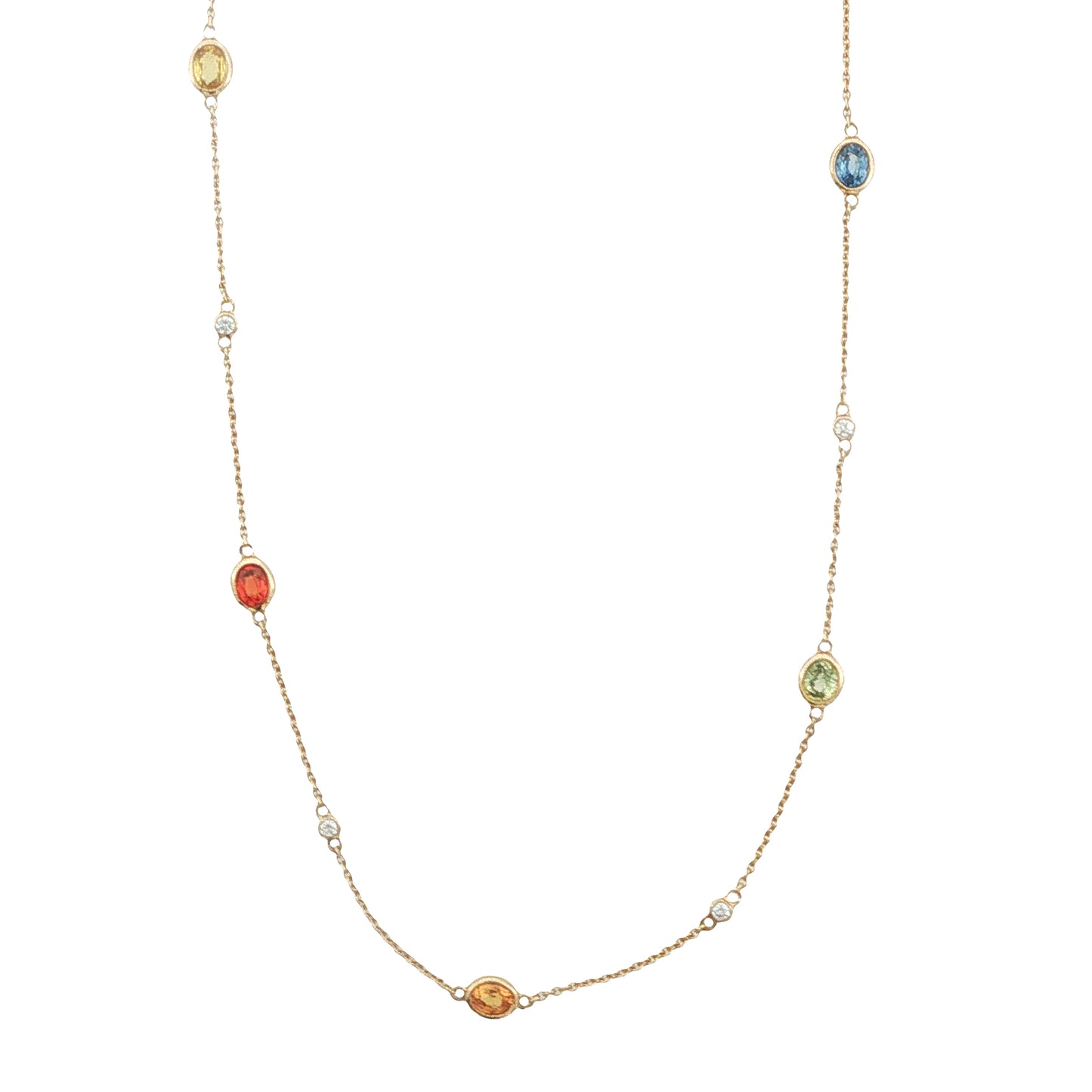 14K Yellow Gold Multi-Colored Sapphire Necklace