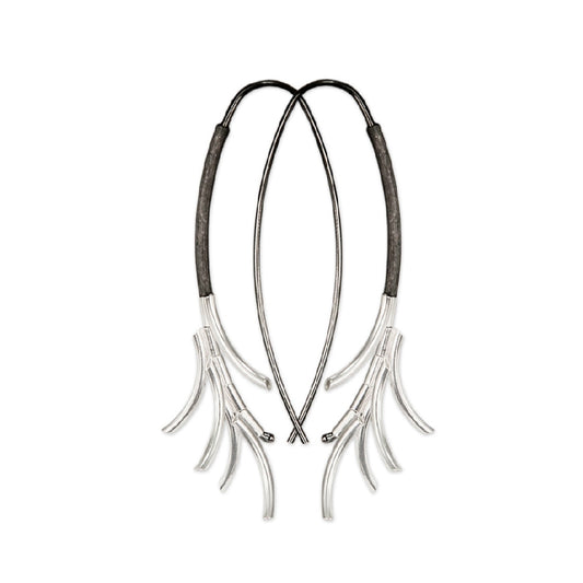 Mysterium Collection Sterling Clustered Feathered Tube Earrings