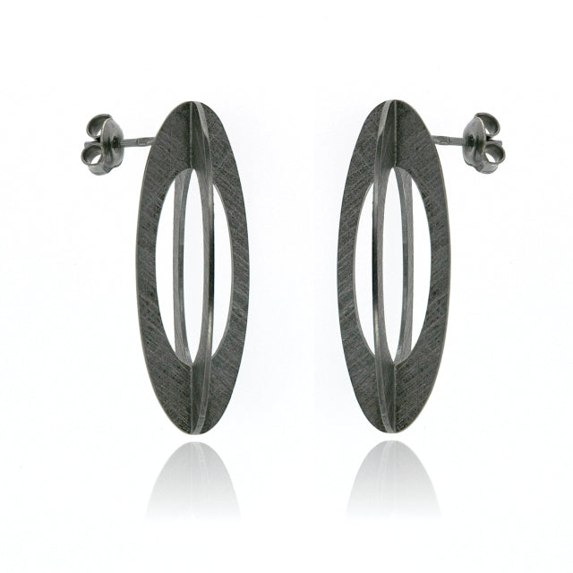 Mysterium Collection Oxidized Sterling Marquis Pod Earrings