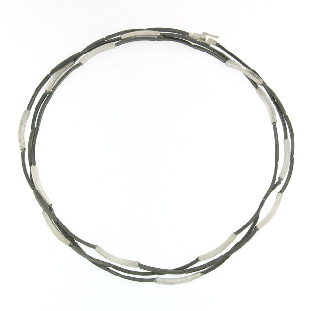Mysterium Collection Long Sterling & Oxidized Tube Necklace