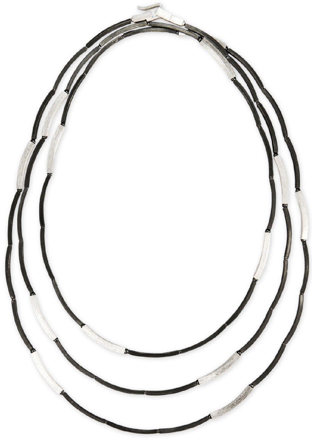 Mysterium Collection Long Sterling & Oxidized Tube Necklace