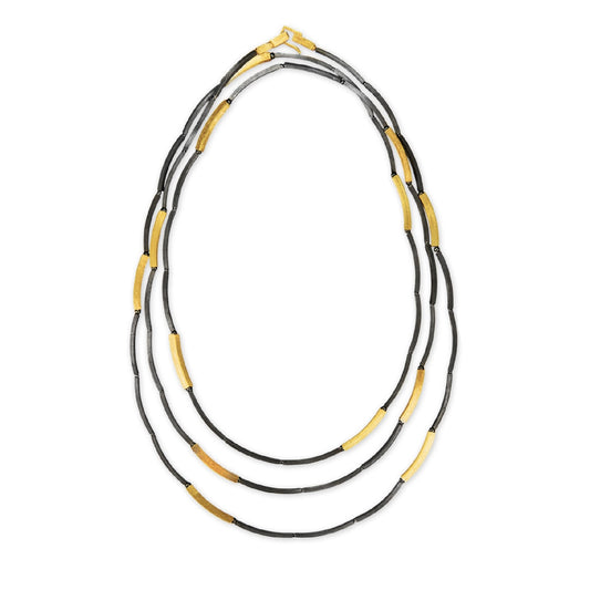 Mysterium Collection Long Vermeil & Oxidized Tube Necklace