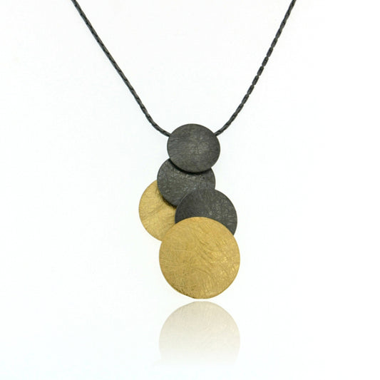 Mysterium Collection "5 Circles" Black & Gold Necklace
