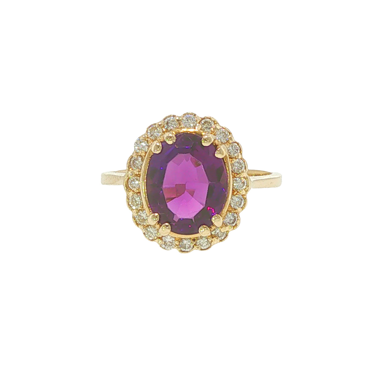 Vintage 14k Oval Amethyst & Diamond Ring