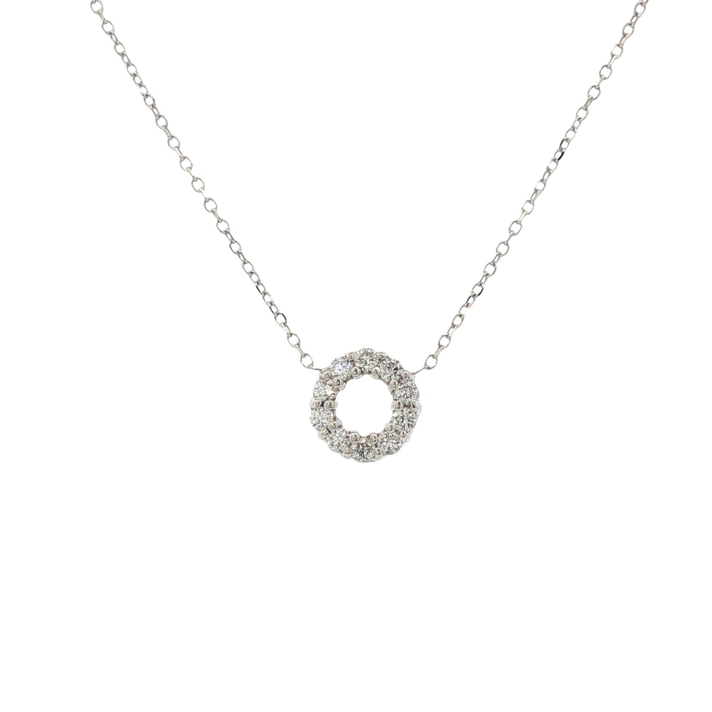 14K White Gold Petite Diamond Circle Pendant
