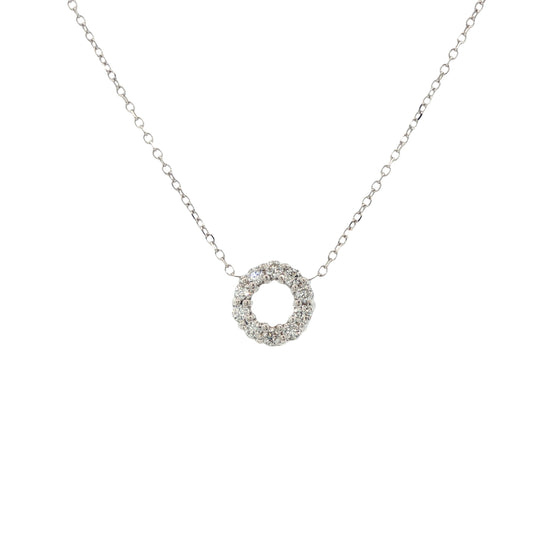 14K White Gold Petite Diamond Circle Pendant