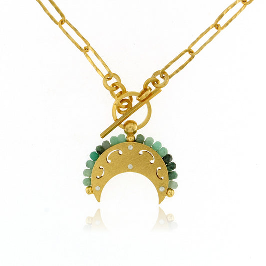 Mysterium Collection Vermeil Emerald Crescent Pendant