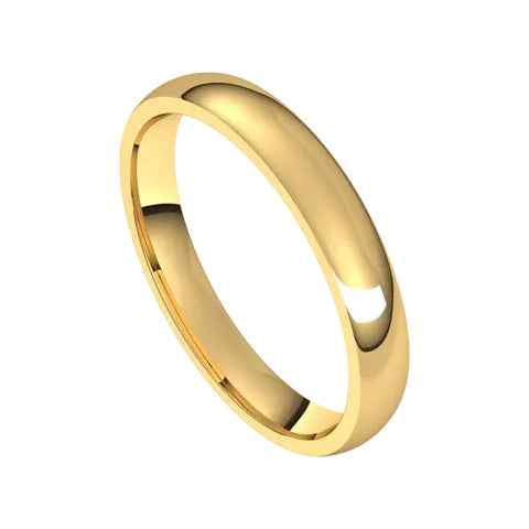 14k Yellow Gold 3mm Domed Band